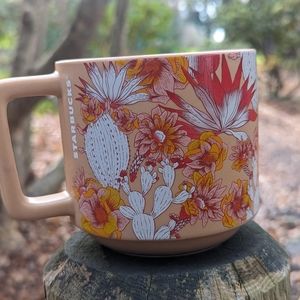 Starbucks Stacking Pink Cactus Flower Coffee Mug 2019 14oz Southwest Desert